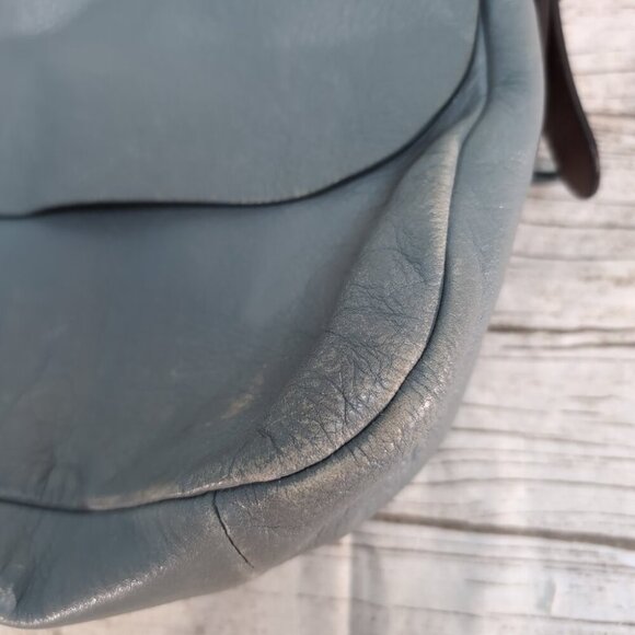 Fossil Leather Light Blue Seaglass Green Harper Crossbody Bag Large - Flawed - Picture 2 of 9